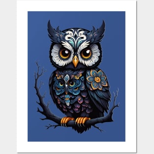 Owl Dia De Los Muertos Posters and Art